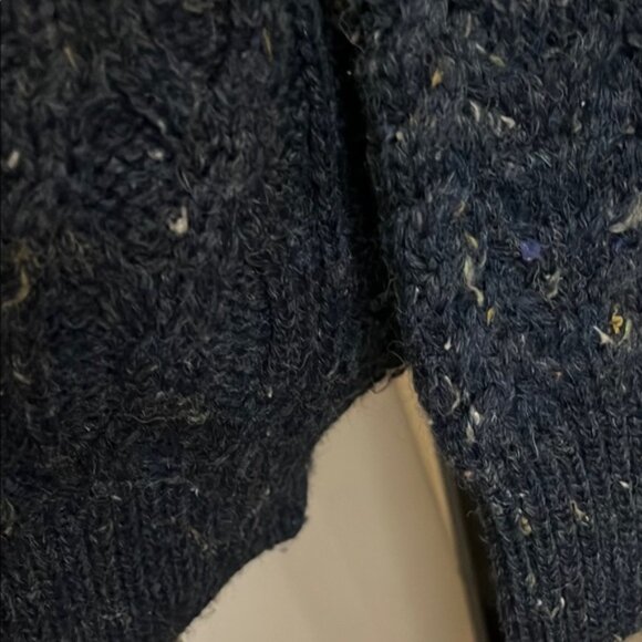 Aran Crafts Cozy Blue Speckled Knit Wool Front Quarter Zip Sweater - Picture 4 of 9